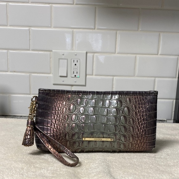 Brahmin Iridescent Croc-Embossed Wristlet